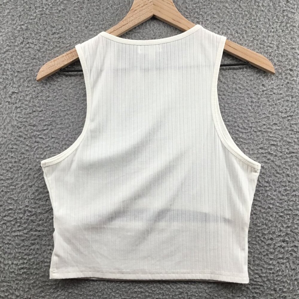 White Ribbed Sleeveless Top - Picture 2 of 3